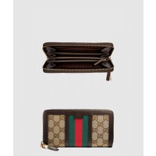[GUCCI-구찌]라니아 캔버스 GG 원단 지퍼형 가죽 지갑 353651