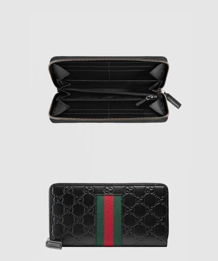 [GUCCI-구찌]GG 수프림 웹 지퍼월렛 ‎408831