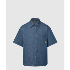 [LOUIS VUITTON-루이비통]쇼트 슬리브드 코튼 샴브레이 셔츠 1AFXLJ