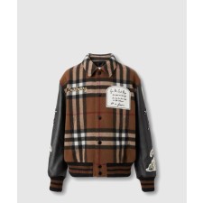 [BURBERRY-버버리]배지 아플리케 체크 테크니컬 울 보머 재킷 80650931