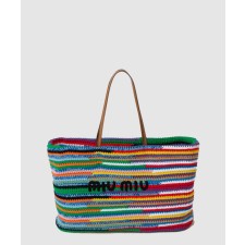 [MIUMIU-미우미우]라피아 앤 코튼 토트백 5BG228