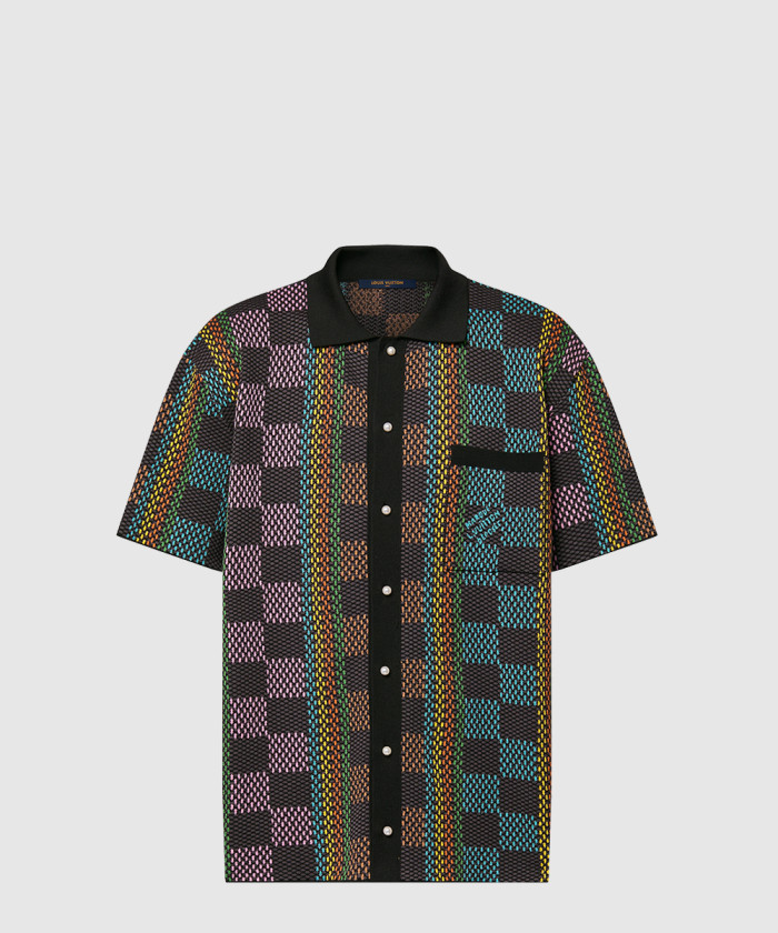 [LOUIS VUITTON-루이비통]다미에 쇼트 슬리브드 코튼 니트 셔츠 1AFQR7