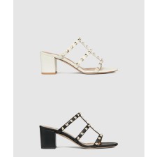 [VALENTINO-발렌티노]송아지 가죽 락스터드 슬라이드 샌들