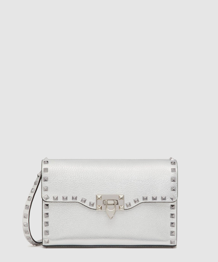 [VALENTINO-발렌티노]스몰 락스터드 그레인 메탈릭 송아지가죽 크로스바디백