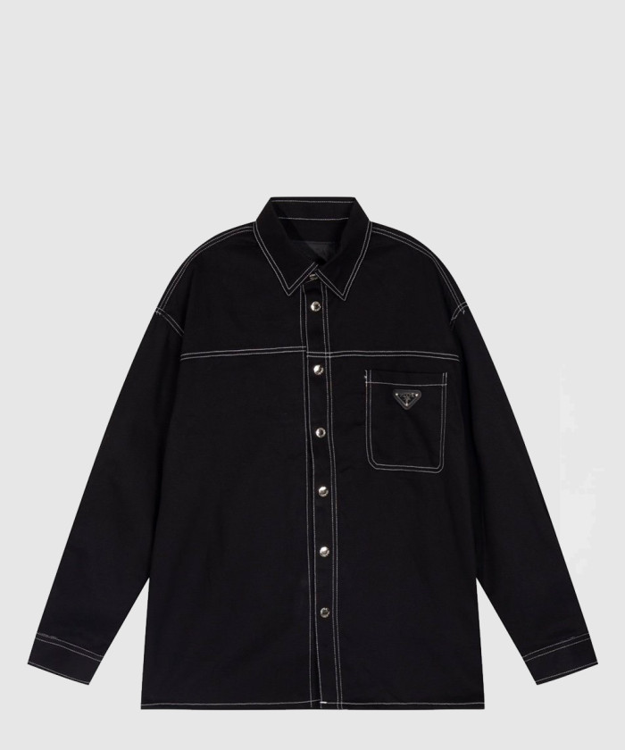 [PRADA-프라다]트라이앵글 로고 스티치 개버딘 셔츠 SC6961