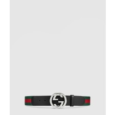 [GUCCI-구찌]인터로킹 G 버클 웹 벨트 411924