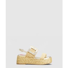 [ROGER VIVIER-로저비비에]다이아몬드 버클 라피아 웨지 샌들 7343