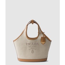 [PRADA-프라다]미디엄 리넨 혼방 및 가죽 토트백 1BG471