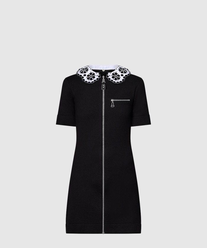 [LOUIS VUITTON-루이비통]브로더리 칼라 집업 니트 드레스 1AGAGO