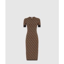 [FENDI-펜디]올오버 FF 숏슬리브 슬림 원피스 FZD753