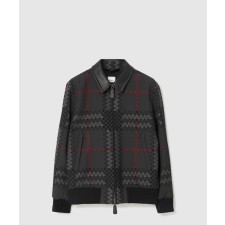 [BURBERRY-버버리]픽셀 체크 울 블렌드 해링턴 자켓 80633551