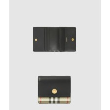 [BURBERRY-버버리]빈티지 체크 및 가죽 작은 접이식 지갑 80622851