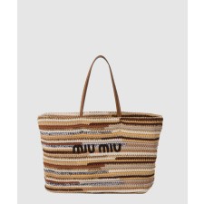 [MIUMIU-미우미우]라피아 앤 코튼 토트백 5BG228