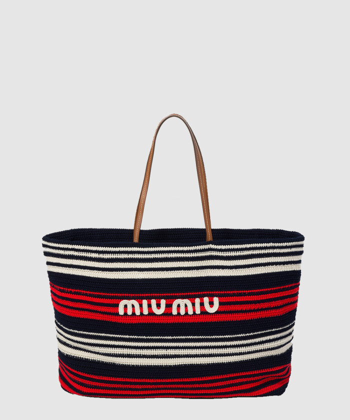 [MIUMIU-미우미우]라피아 앤 코튼 토트백 5BG228