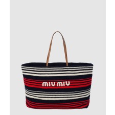 [MIUMIU-미우미우]라피아 앤 코튼 토트백 5BG228