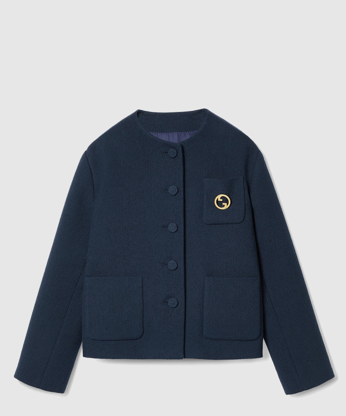 [GUCCI-구찌]브로치 디테일의 코튼 트위드 재킷 787640