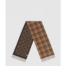 [GUCCI-구찌]GG 앤 타탄체크 울 자카르 스카프 713142
