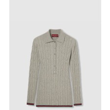 [GUCCI-구찌]파인 케이블 및 리브 울 폴로 탑 803570