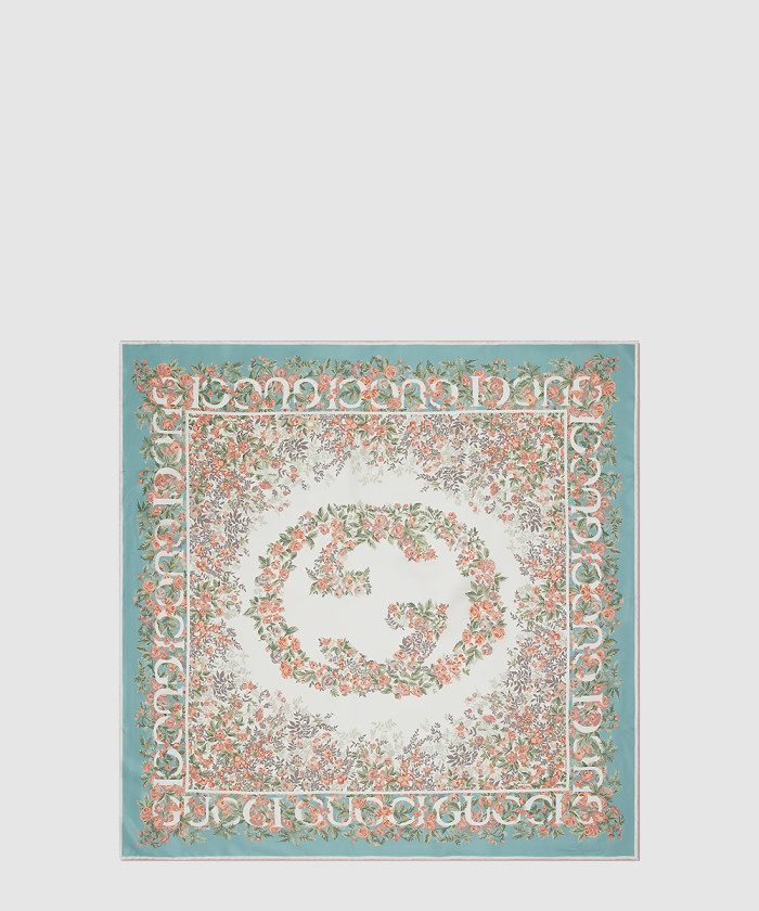 [GUCCI-구찌]인터로킹 G 플로라 프린트 실크 까레 783157