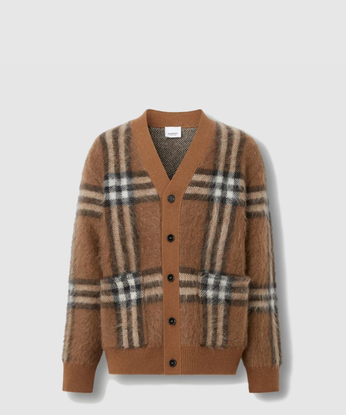 [BURBERRY-버버리]체크 울 모헤어 블렌드 자카드 손흥민 카디건 80579071