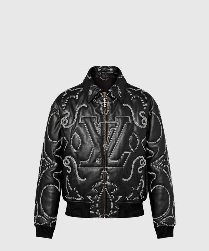 [LOUIS VUITTON-루이비통]자수 가죽 봄버 재킷 1AFXHJ