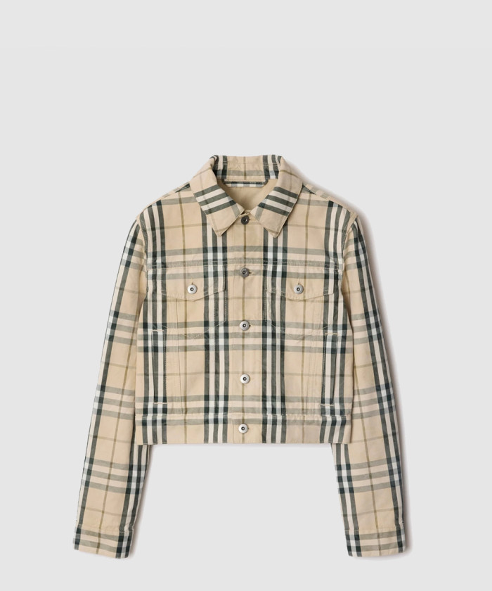 [BURBERRY-버버리]크롭 체크 데님 재킷 80975421