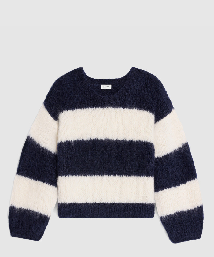 [CELINE-셀린느]청키 모헤어 울 스트라이프 크루넥 스웨터 2A16Z8