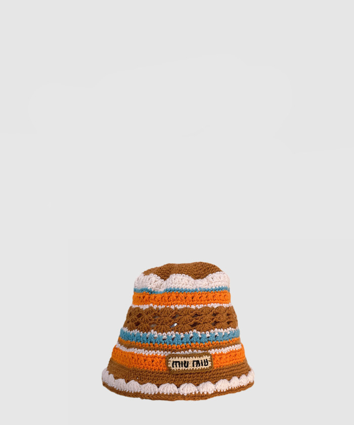 [MIUMIU-미우미우]니트 스트라이프 캡 5HC754