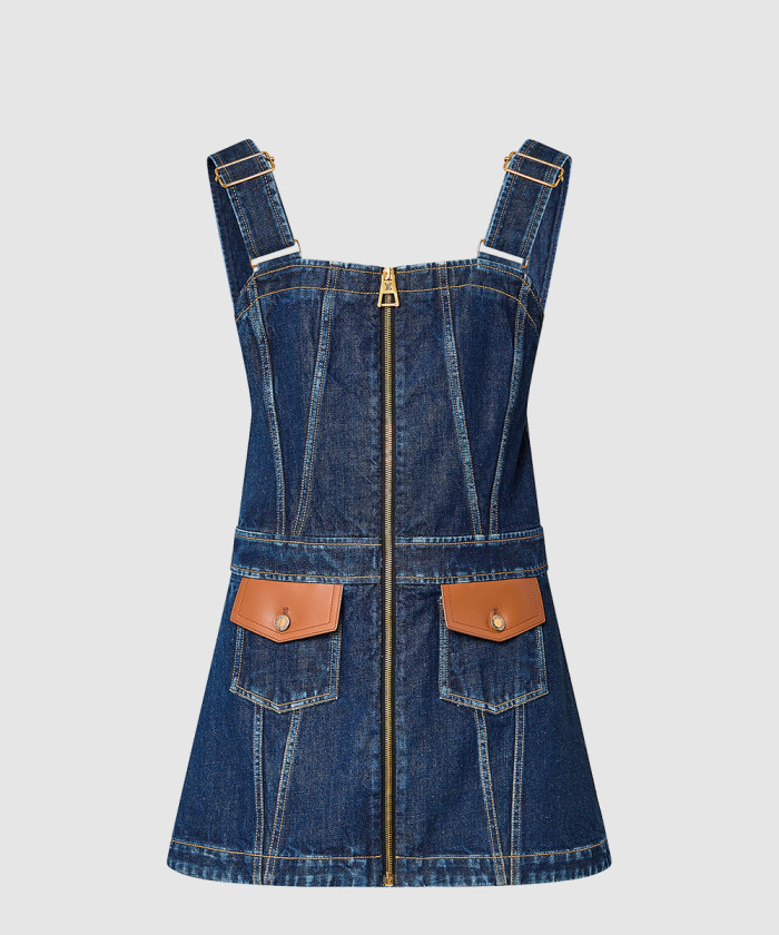 [LOUIS VUITTON-루이비통]레더 액센트 데님 미니 드레스 1AB6TD