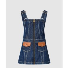 [LOUIS VUITTON-루이비통]레더 액센트 데님 미니 드레스 1AB6TD