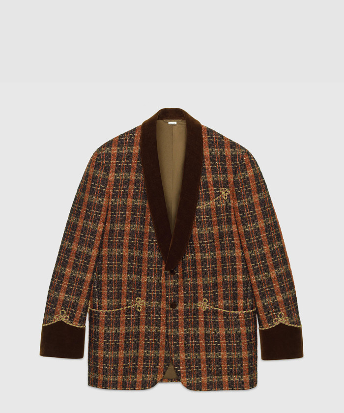 [GUCCI-구찌]라메 스레드 체크 레이온 재킷 644386