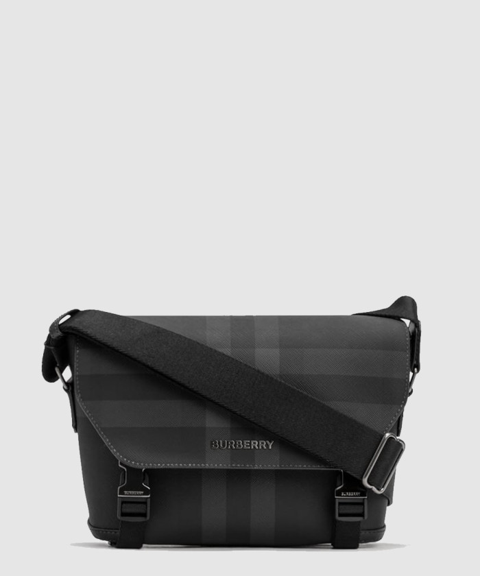 [BURBERRY-버버리]차콜 체크 레더 스몰 메신저백 80653351