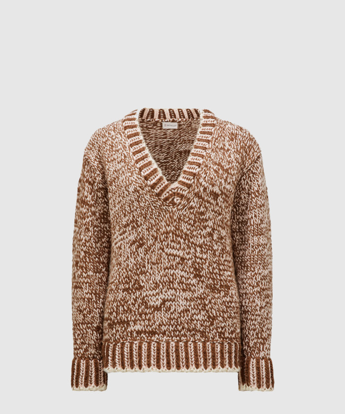 [MONCLER-몽클레어]울 블렌드 브이넥 스웨터