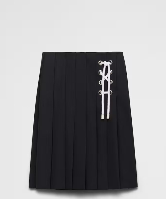 [PRADA-프라다]플리츠 개버딘 미디스커트 P105W