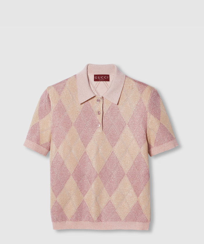 [GUCCI-구찌]비스코스 라메 및 울 폴로 탑 ‎815720