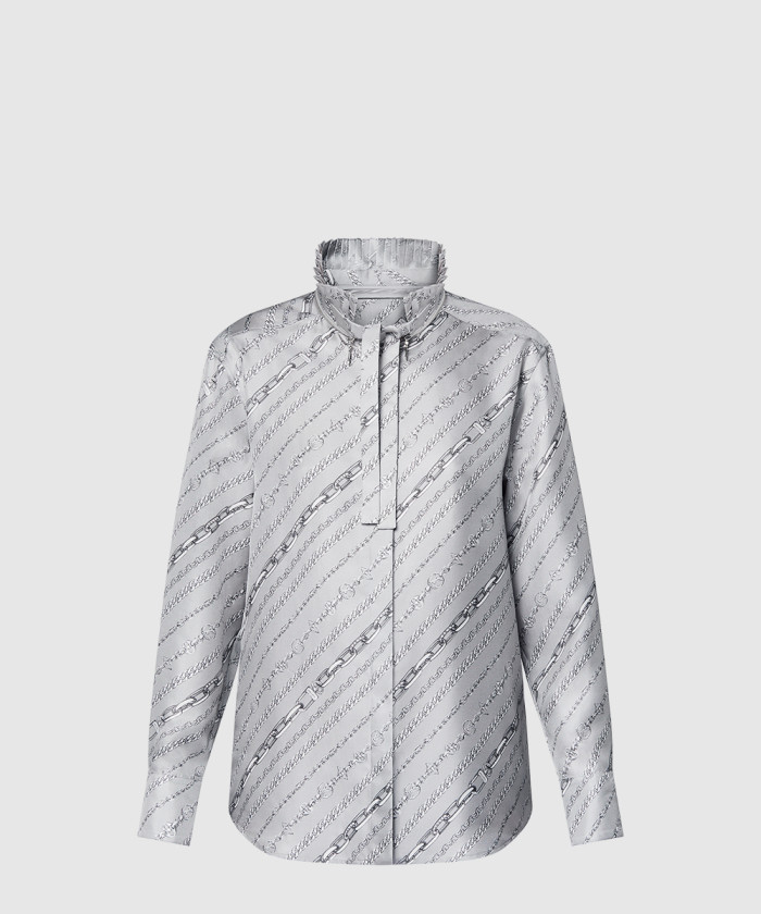 [LOUIS VUITTON-루이비통]플리츠 칼라 체인 프린트 셔츠 1AGOAX