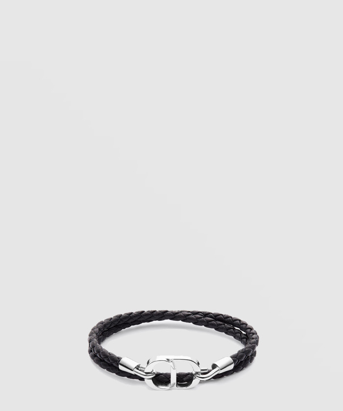 [DIOR-디올]CD Icon 브레이드 가죽 더블 팔찌 B1973