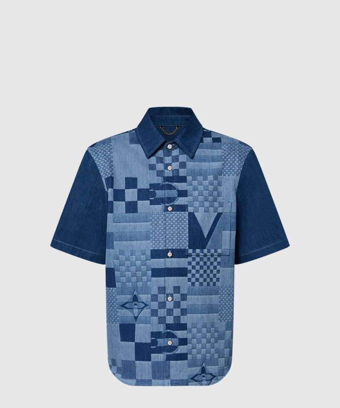 [LOUIS VUITTON-루이비통]프린티드 쇼트 슬리브드 데님 셔츠 1AFVQH