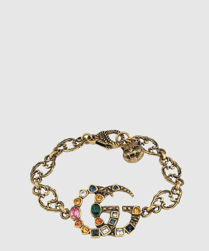 [GUCCI-구찌]로고 더블 G 세팅 크리스털 팔찌 530532