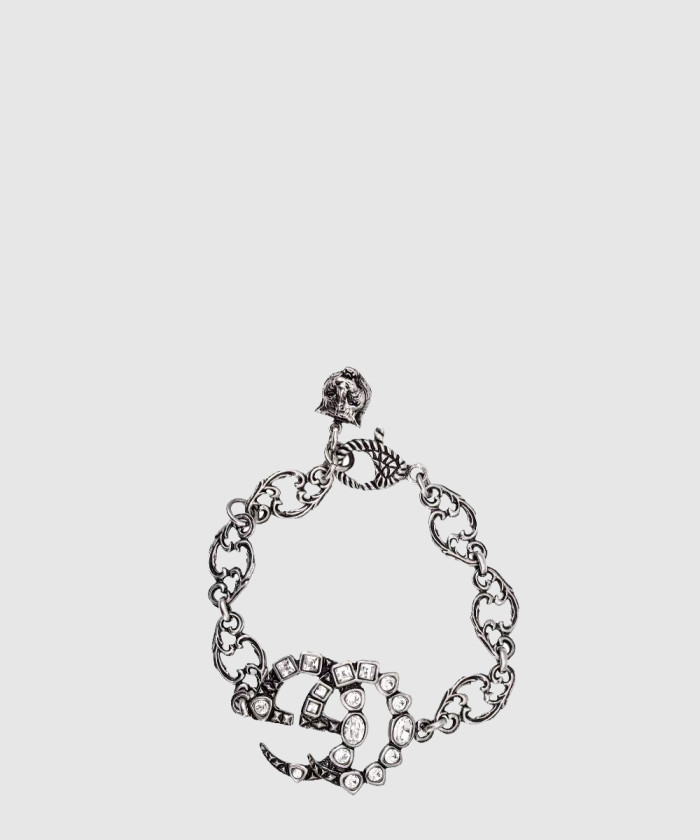 [GUCCI-구찌]로고 더블 G 세팅 크리스털 팔찌 530532