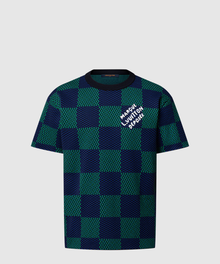 [LOUIS VUITTON-루이비통]자카드 다미에 쇼트 슬리브드 코튼 크루넥 1AHBCU