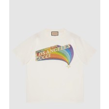 [GUCCI-구찌]프린트 화이트 코튼 티셔츠 616036