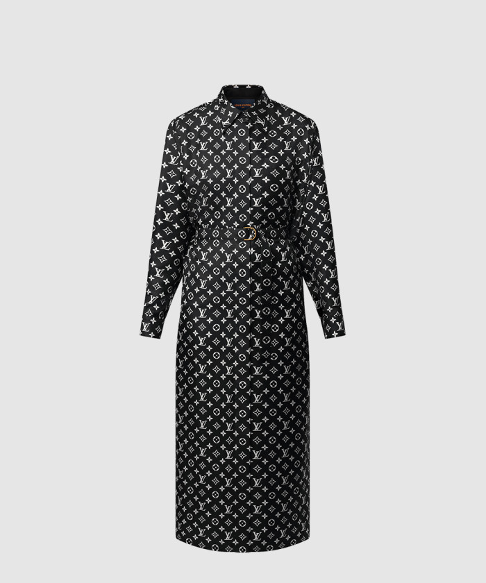 [LOUIS VUITTON-루이비통]모노그램 실크 셔츠 드레스 1AHENM