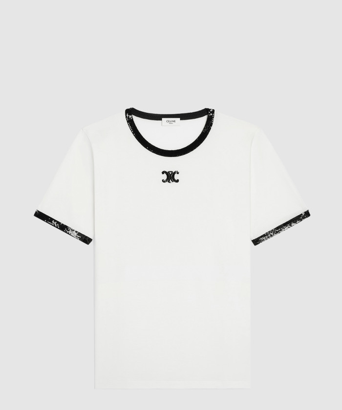 [CELINE-셀린느]트리옹프 자수 티셔츠 코튼 저지 RX05Z6