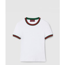 [GUCCI-구찌]웹(Web) 코튼 리브 티셔츠 828882