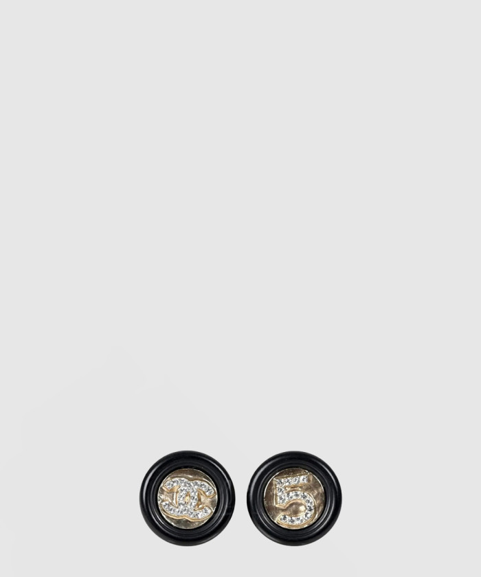 [CHANEL-샤넬]라운드 블랙 이어링 AB6225