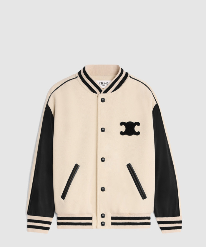 [CELINE-셀린느]트리오페 텍스처드 울 베이스볼 재킷 2W71C8