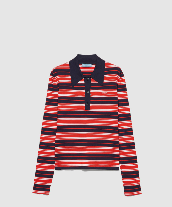 [PRADA-프라다]스트라이프 실크 폴로 셔츠  P24P2D