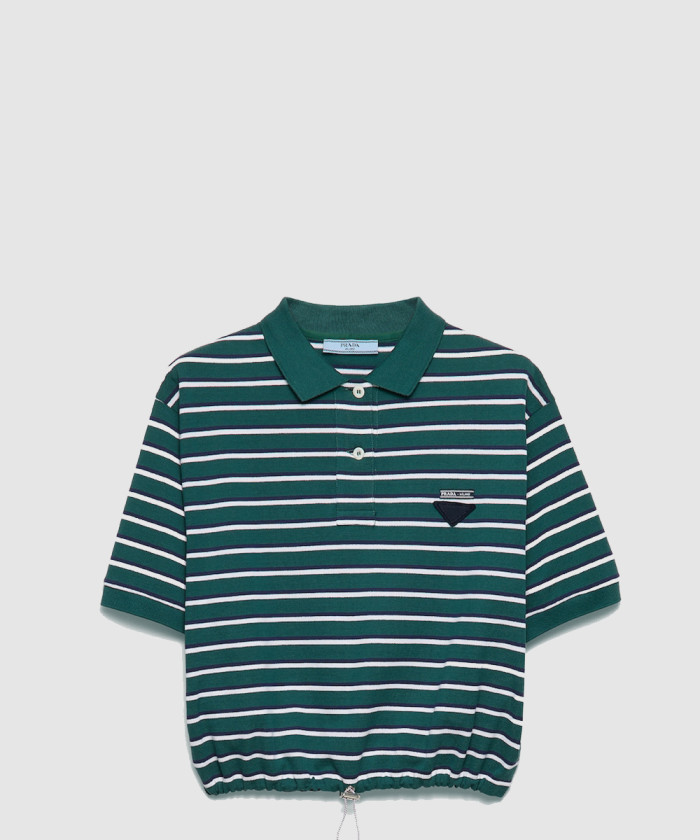 [PRADA-프라다]크롭 스트라이프 피케 폴로 셔츠 39609