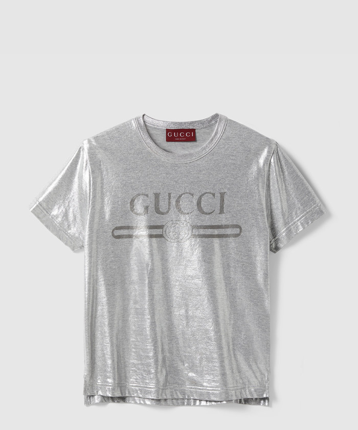 [GUCCI-구찌]프린트 라미네이트 코튼 티셔츠 805285